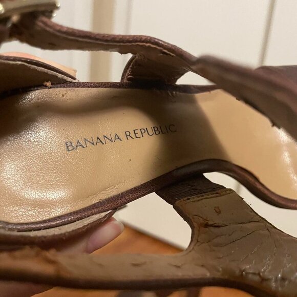 Banana Republic brown leather block heel sandals... - Picture 6 of 8